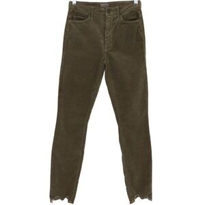 MOTHER High Waisted Looker Ankle Chew Corduroy Pants Size 25 Taupe Wash Olive